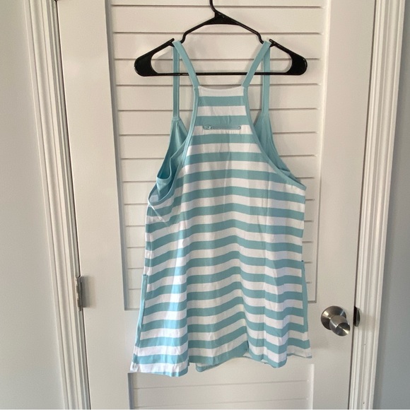 Simply Southern Tara Dress Romper Striped Ice Blue and White New with Tags - Picture 4 of 6